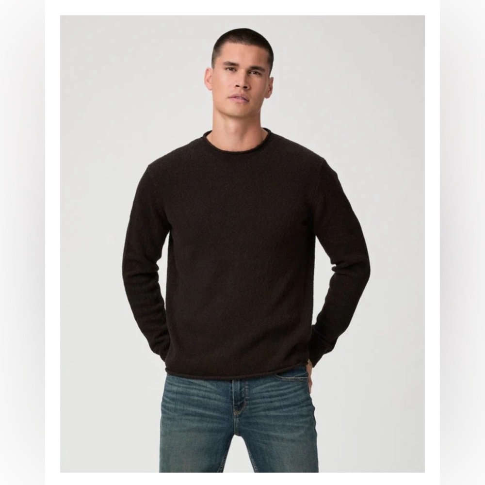 $259 PAIGE Ferguson Sweater Mens M Crewneck Burnt Cocoa Textured Minimalist